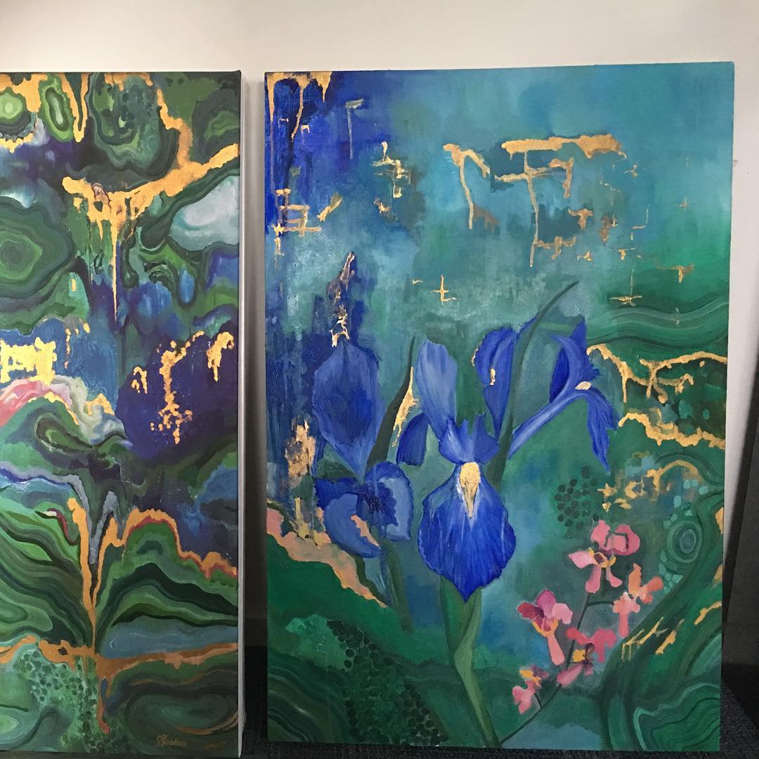 Iris and malachite paintings